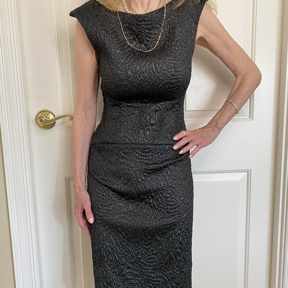 Sophisticated, Black-on-black patterned, LBD